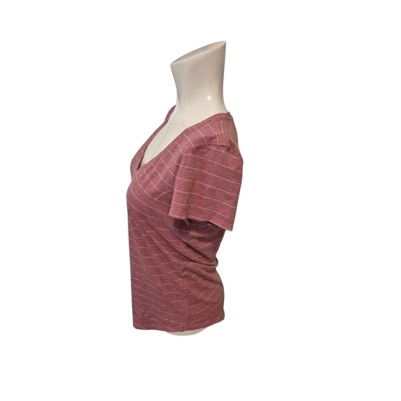 Lululemon Love Tee Pima Cotton T-Shirt Heather Merlot Stripe Shirt Size 6 - Picture 4 of 6